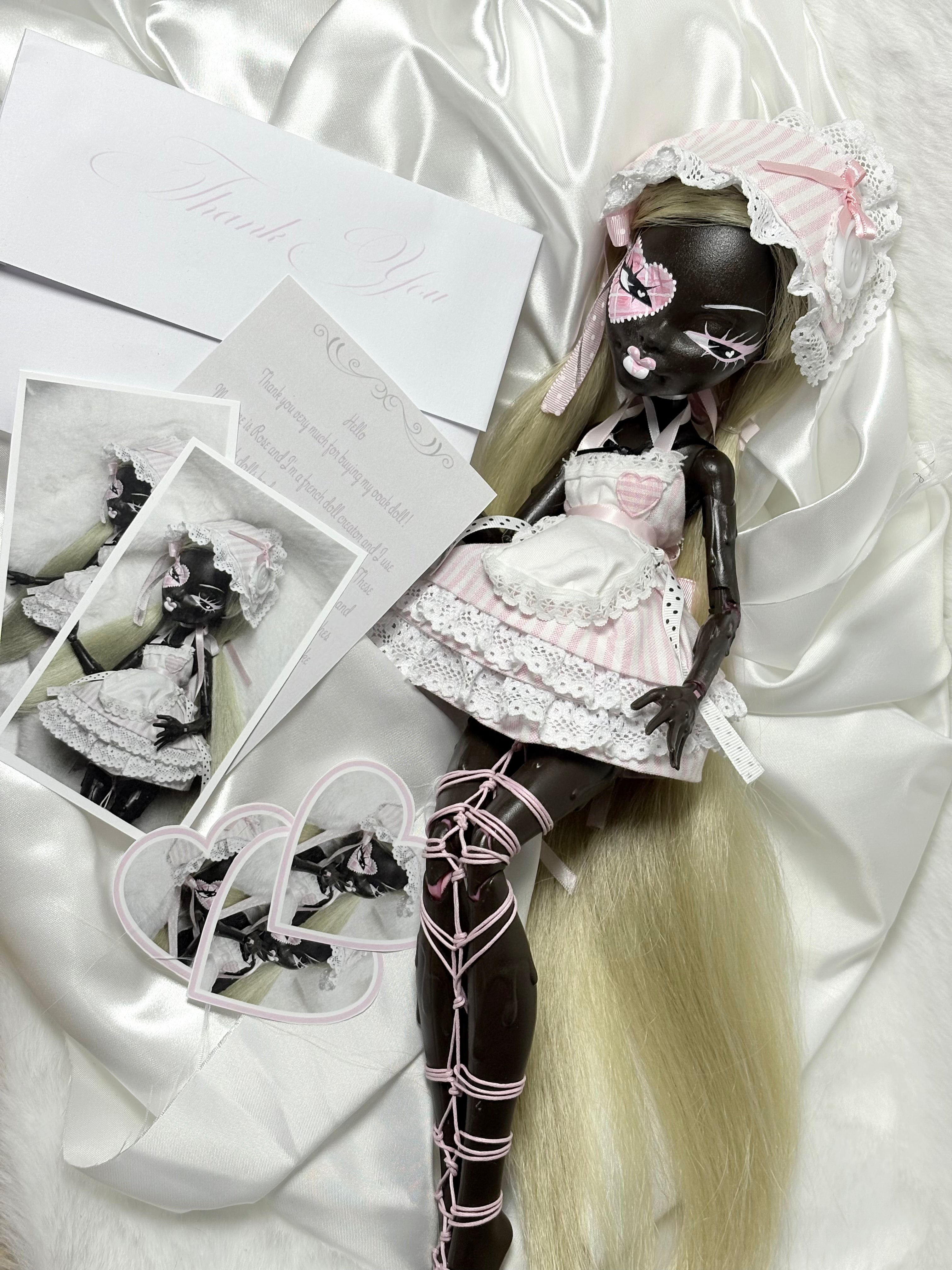𑣲-Unique custom doll (one-of-a-kind piece):Pink lolita with shibari rope