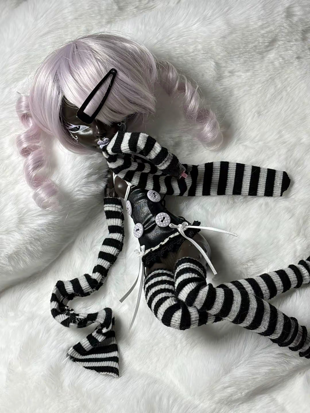 𑣲-Unique custom doll(one-of-a-kind) :Purple Dolly stripes